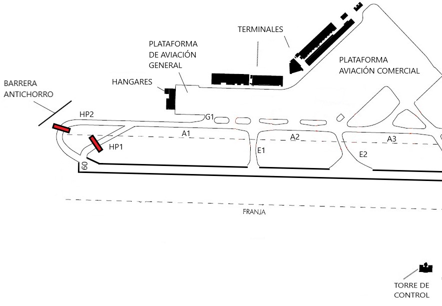 Seville airport layout SW