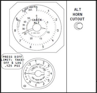 B738 SW of Metz 2018 cabin altitude indication panel