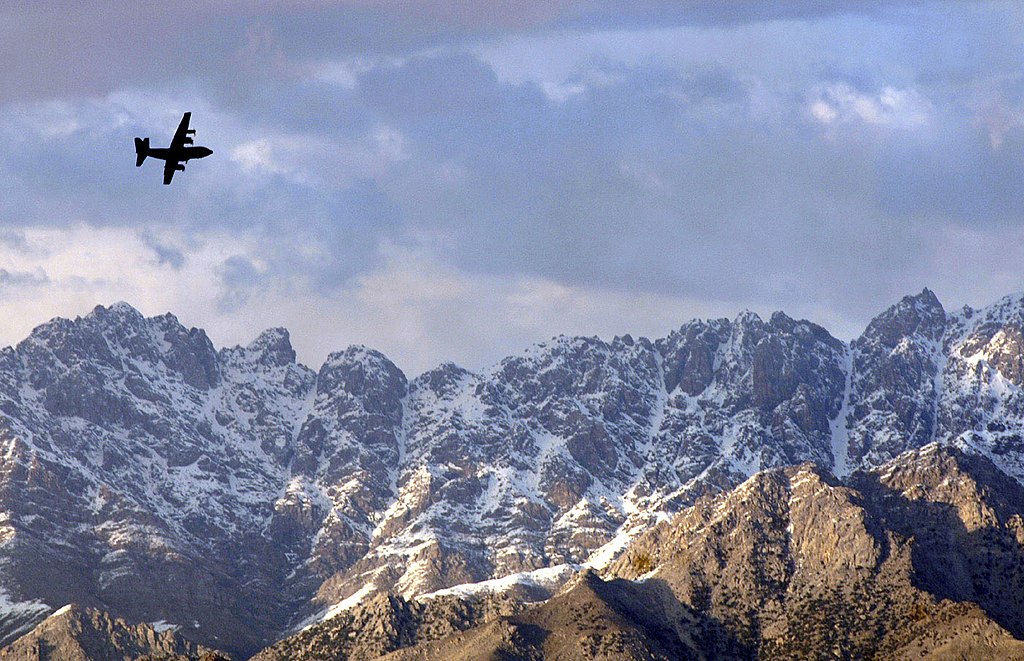 C130 approaching Bagram in Afghanistan. Source: wiki commons, Author: US Navy